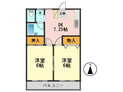 ウィンザー篠崎(2DK/1階)の間取り写真