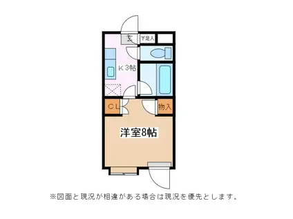 アップルズS(1K/1階)の間取り写真