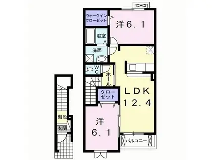 ルピナス(2LDK/2階)の間取り写真
