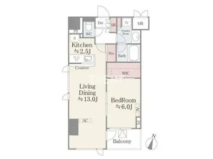 パークサイド湯島台(1LDK/9階)の間取り写真