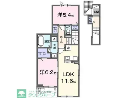 メゾン・ド・リュミエールIII(2LDK/2階)の間取り写真