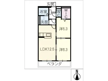 岐阜市鏡島東マンション(2LDK/1階)の間取り写真