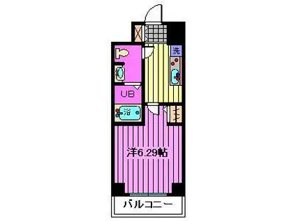 グランカーサさいたま新都心(1K/6階)の間取り写真