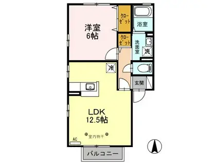 メイプルB(1LDK/2階)の間取り写真