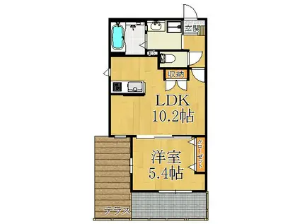 LUCIANNA イースト(1LDK/1階)の間取り写真