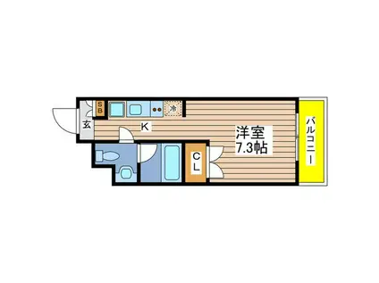 グランデ六番町(1K/2階)の間取り写真