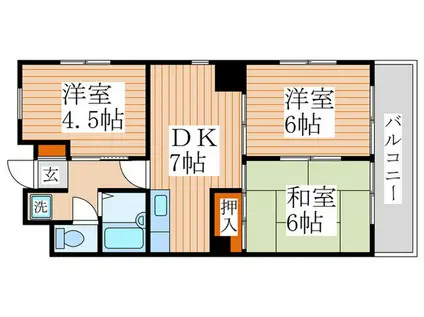 海老澤第一ビル(3DK/4階)の間取り写真