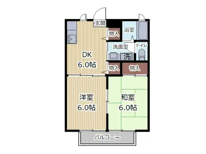 ビューシティ泉 VI(2DK/1階)の間取り写真