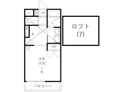 ララヒルズ PART1(ワンルーム/2階)の間取り写真
