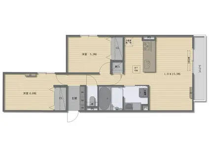 LA BOUCHE OUEST23(2LDK/1階)の間取り写真