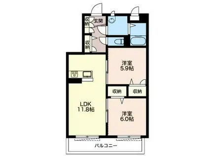  モンスティール(2LDK/3階)の間取り写真