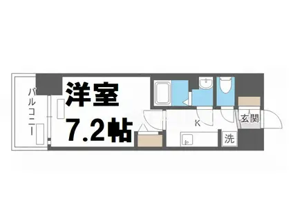 プレサンス大国町ラヴェニール(1K/7階)の間取り写真