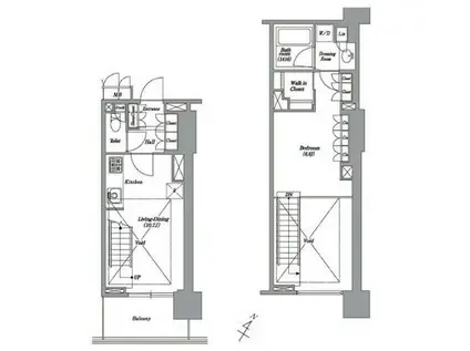 レキシントンスクエア白金高輪(1LDK/6階)の間取り写真