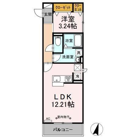 D-ROOM SASHIEII(1LDK/1階)の間取り写真