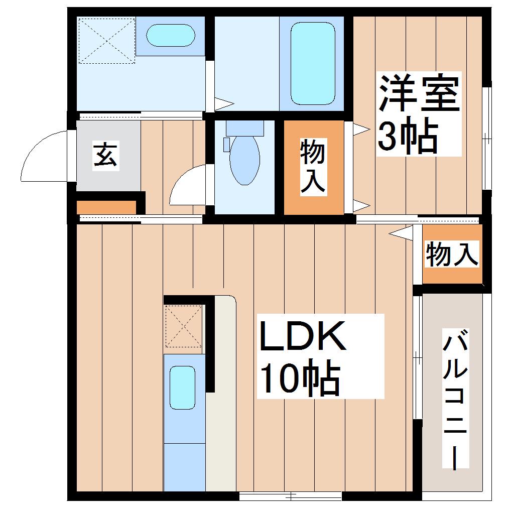 アベニール(1LDK/2階)の間取り写真