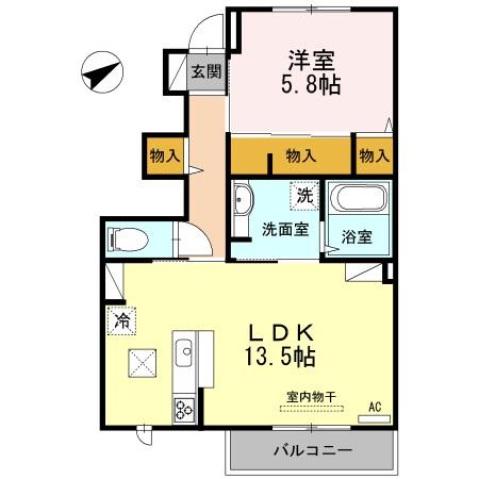 エスペランサ雅(1LDK/1階)の間取り写真