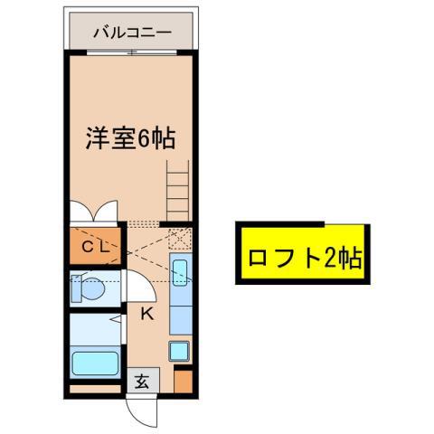 グリーンハイツKANOYAI(1K/2階)の間取り写真