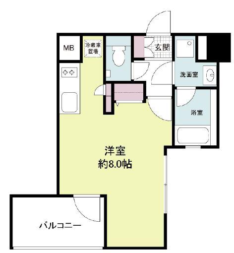 レジディア江戸堀(ワンルーム/6階)の間取り写真
