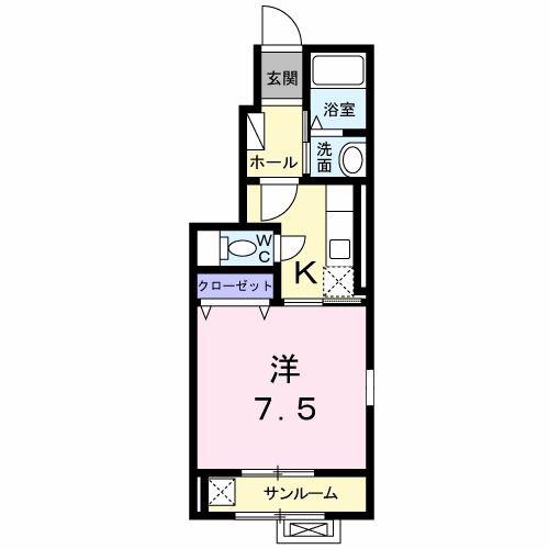 ソルメゾン(1K/1階)の間取り写真