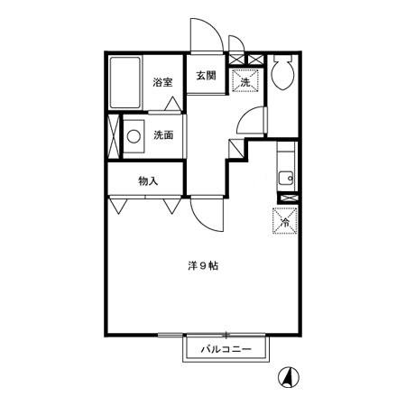 すずかけ(1K/2階)の間取り写真