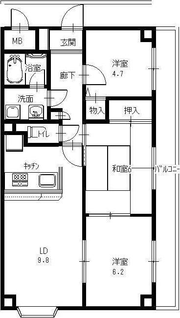 メゾンド-ル荒牧(3LDK/2階)の間取り写真