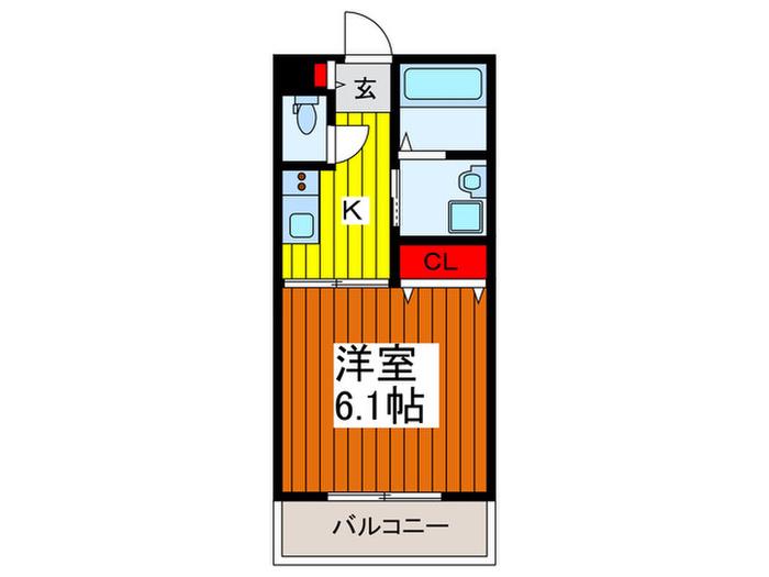 カルディア(1K/2階)の間取り写真