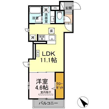 DBLESS鶴見市場(1LDK/1階)の間取り写真