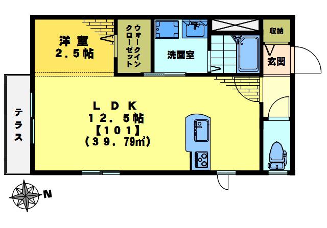 メゾンデュソレイユ(1LDK/1階)の間取り写真