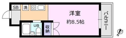 ステイエム相模原南(ワンルーム/2階)の間取り写真