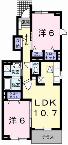 メゾンプラージュII(2LDK/1階)の間取り写真