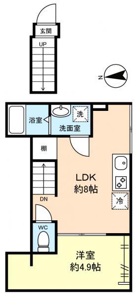 リベルテ村上(1LDK/2階)の間取り写真