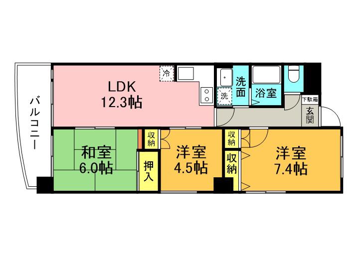 メゾン礒本(3LDK/3階)の間取り写真