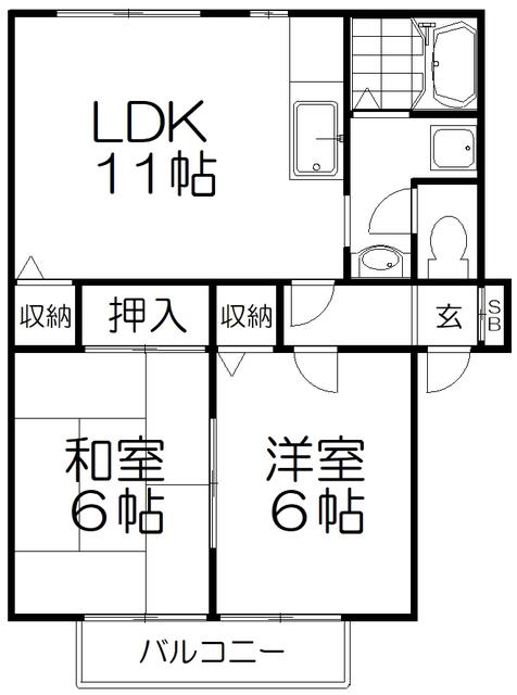 サンシャインI(2LDK/1階)の間取り写真