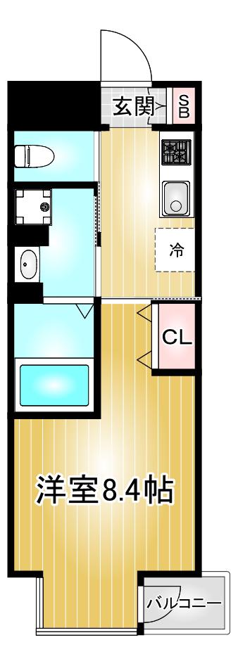 プリオール椿PARTII(1K/2階)の間取り写真