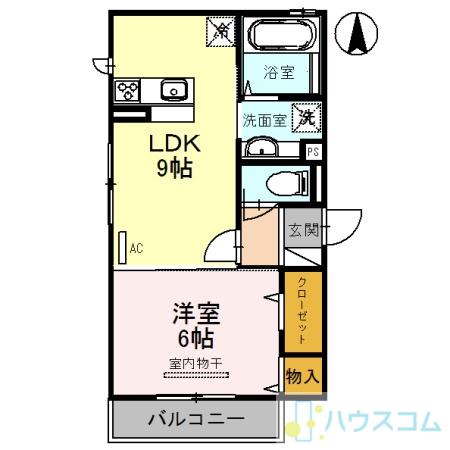 アミティコート茨木(1LDK/2階)の間取り写真