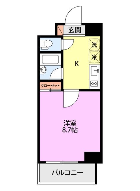 オルザス新潟(1K/3階)の間取り写真