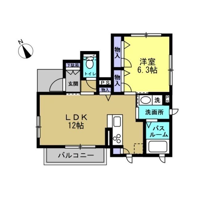 メトロノーム(1LDK/1階)の間取り写真