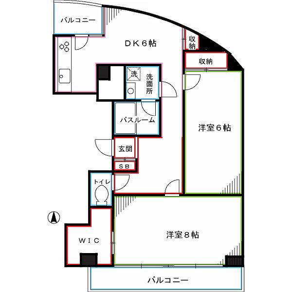 COUR DES LOGES クールドロッジ(2DK/8階)の間取り写真