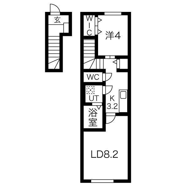ＪＲ東北本線 北上駅 バス乗車時間：16分 最寄りバス停で下車 徒歩6分 2階建 築4年(1LDK/2階)の間取り写真