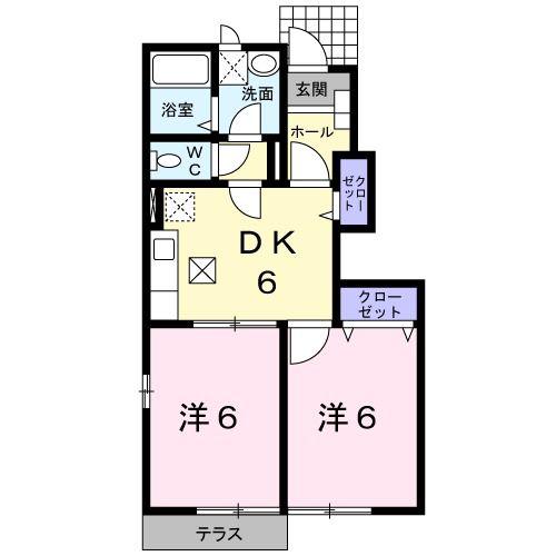 コーポKMII(2DK/1階)の間取り写真