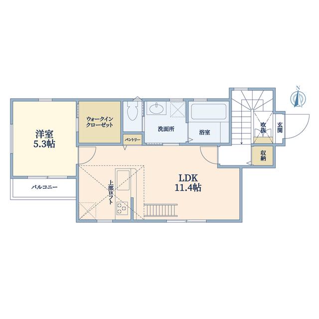 境南町1丁目戸建2階部分(1LDK/2階)の間取り写真