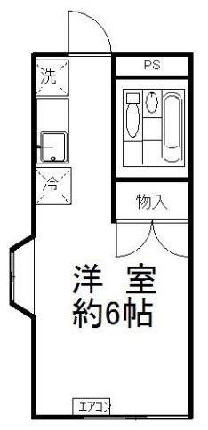 ウィザード小手指(ワンルーム/2階)の間取り写真