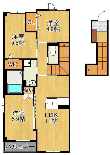 フルーレ(3LDK/2階)の間取り写真