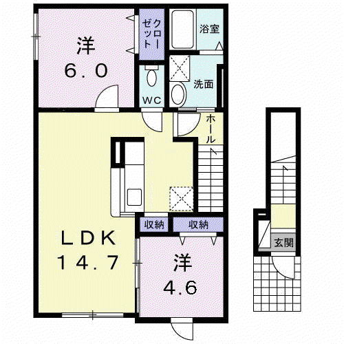 ウィート ベル(2LDK/2階)の間取り写真