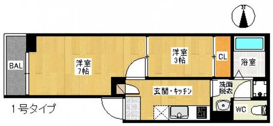 REGALEST LARC UJINA-MIYUKI II(2K/1階)の間取り写真
