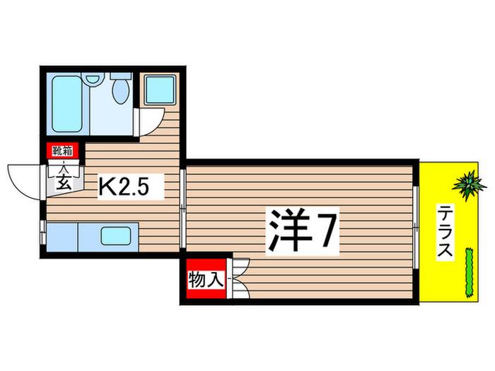 ロイヤルヒルズ(1K/1階)の間取り写真
