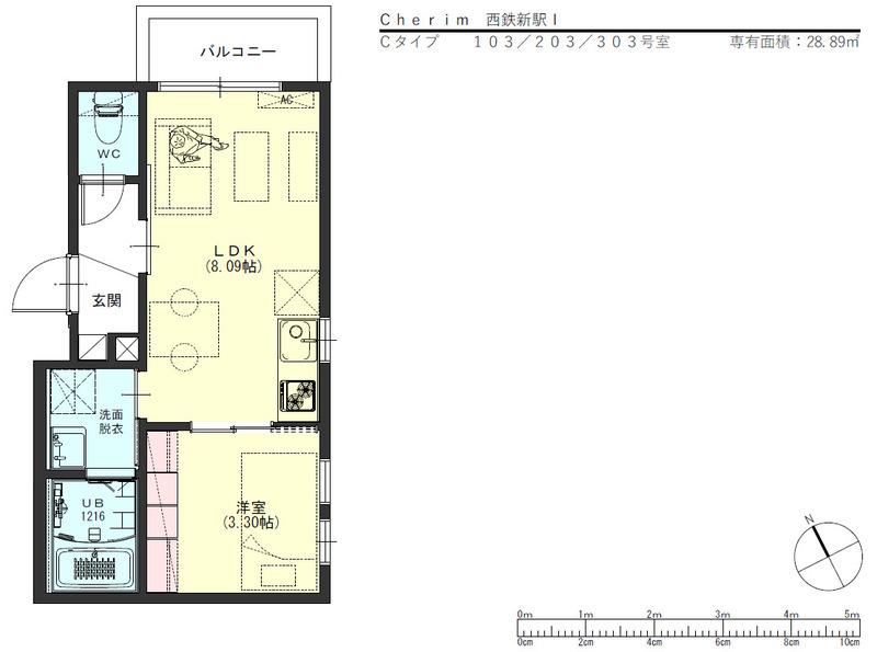 M-STAGE桜並木駅前(1LDK/3階)の間取り写真