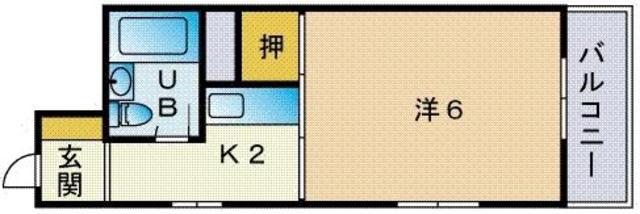 パルム雲仙(1K/4階)の間取り写真