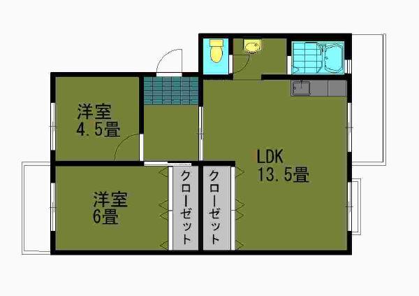 コーポ森脇(2LDK/1階)の間取り写真
