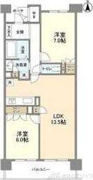UURコート茨木東中条(2LDK/5階)の間取り写真